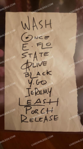 Handwritten Setlist from Southend, UK - (2/3/1992)
